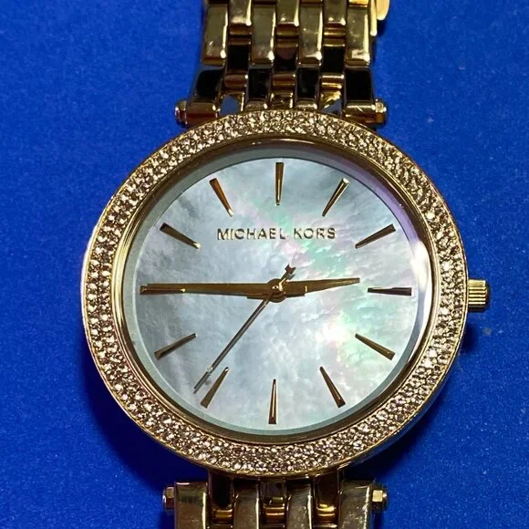 Michael Kors Gold Crystal-Embellished Bracelet Watch Michael Kors Emery Gold Pave Crystal Bracelet Watch MK4643  main image 2